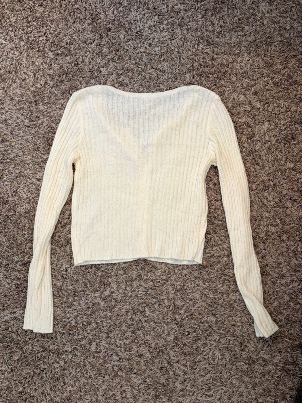 Garage Cream Ribbed Button-Down Cardigan - Picture 3 of 3